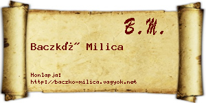 Baczkó Milica névjegykártya